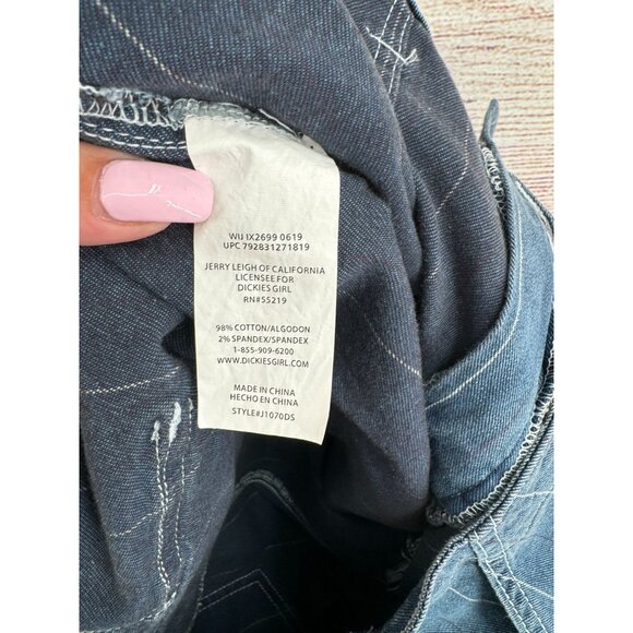 Dickies Hickory Stripe Cargo Jeans Juniors Size 15/32 Blue Medium Wash Denim - Picture 7 of 9